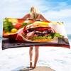 Pizza Print Beach Towel Hamburger Extra Large Pool Towel Adults Soft Cute Cartoon Food Patterns Absorbent Fluffy Beach Towels