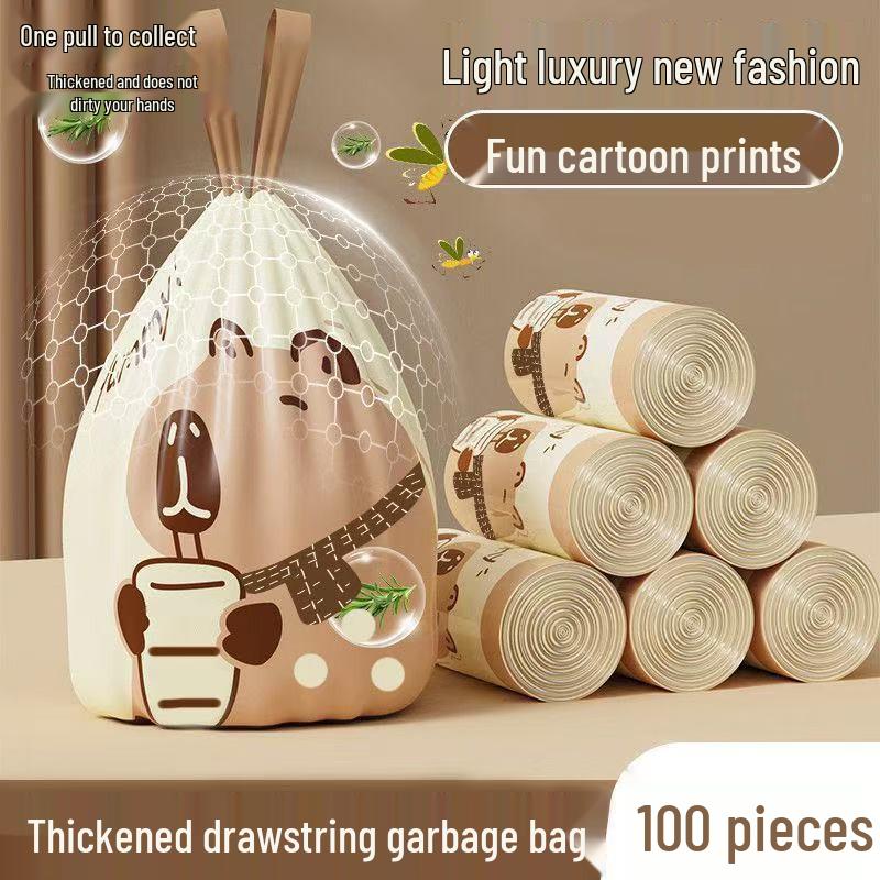 Shin-chan Extra Thick Drawstring Kitchen Trash Bags - Large, Durable, and Handheld