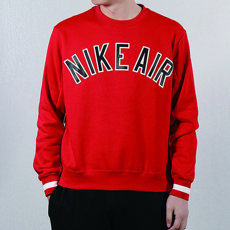 Nike Knitted Round Neck Sport Casual Sweatshirt Men Tops Red AR1823-657