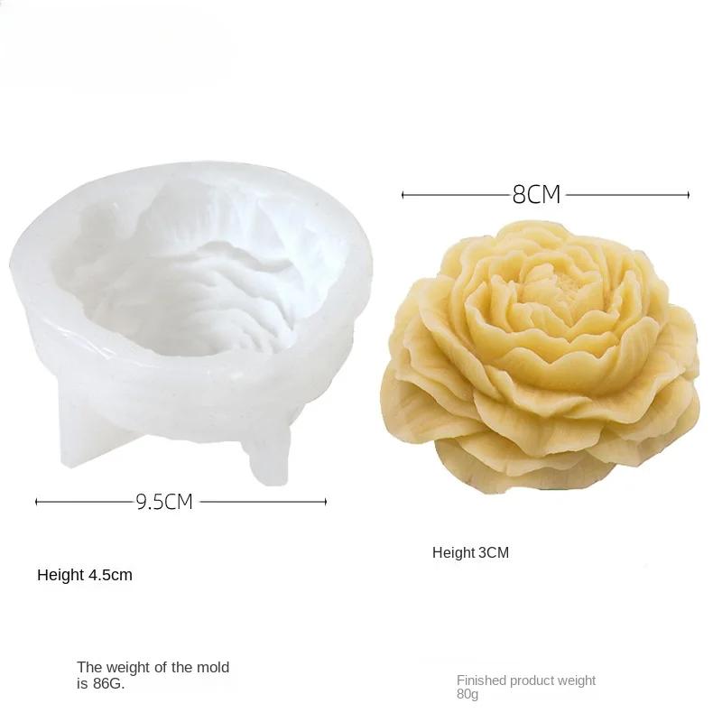 Peony Silicone Candle Mold Aroma Plaster Soap Resin Flower Mould Birthday Holiday Gift Wedding Souvenir Home Decoration