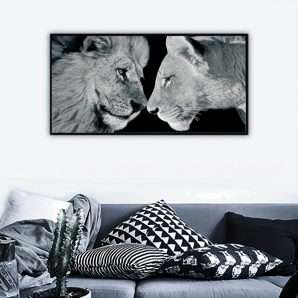 

Львиная семья черно-белая картина на холсте львица животные король саванны постер настенная живопись картина гостиная домашний декор 20x40cm