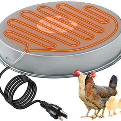 Chicken Water Heater with Thermostat For Winter Heating Base for Poultry Waterer Metal Construction Size 37 5cm or 30cm