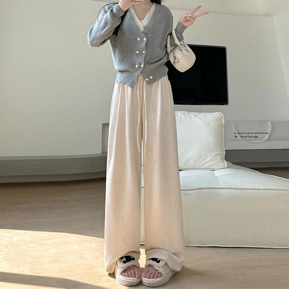 Damen Frühling Herbst Y2K Kleidung Dicker Strick Hohe Taille Baggy Casual Hosen Hosen Für Frauen Jogginghose