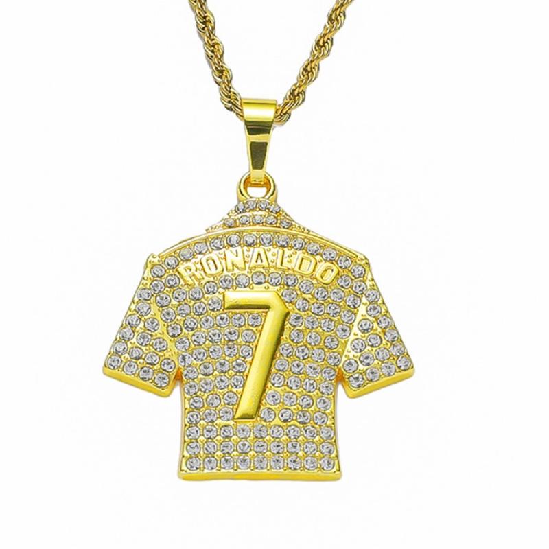 HNSP Lionel Messi Cristiano Ronaldo Jersey Pendant Chain Necklace For Men Boy Soccer Fan Gifts Football Zircon Accessories