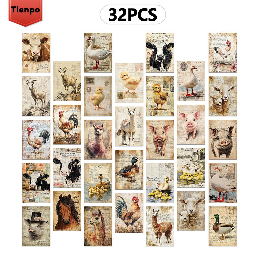 

32pcs, Retro Rural Postcard, Animal Collection, Birthday/Anniversary Gift, Collectible, Suitable for Gift Giving, Can be Mailed