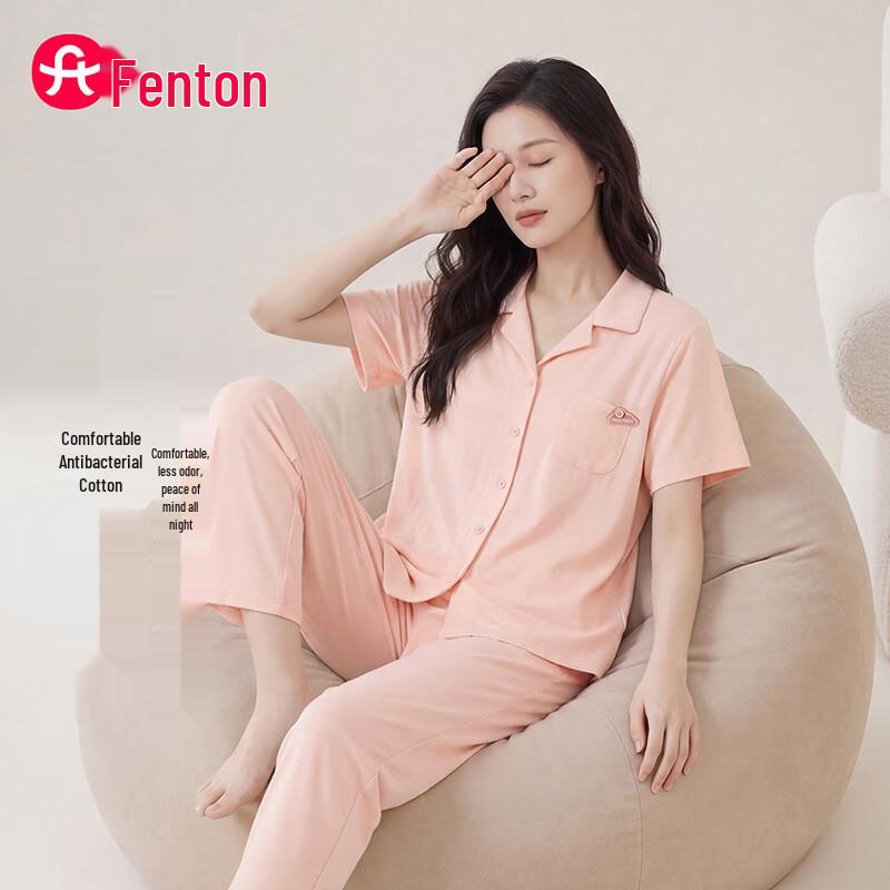 Fenteng Women s 100% Cotton Antibacterial Pajama Set L