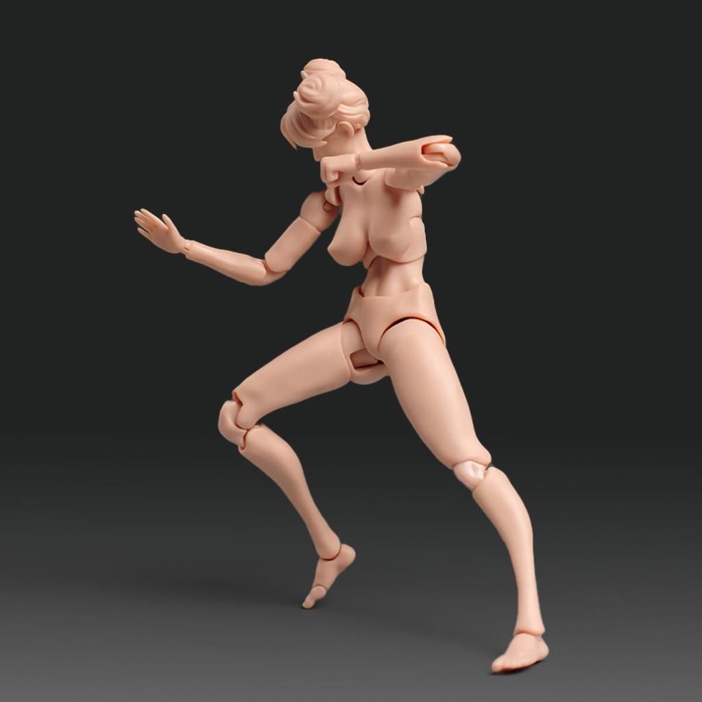 1/12 Maßstab Weibliche Actionfigur, 6-Zoll Super Flexible Mädchenfigur Körperpuppe mit Kopfskulptur & Austauschbare Brust- und Beinzubehör (Weiße Haut)