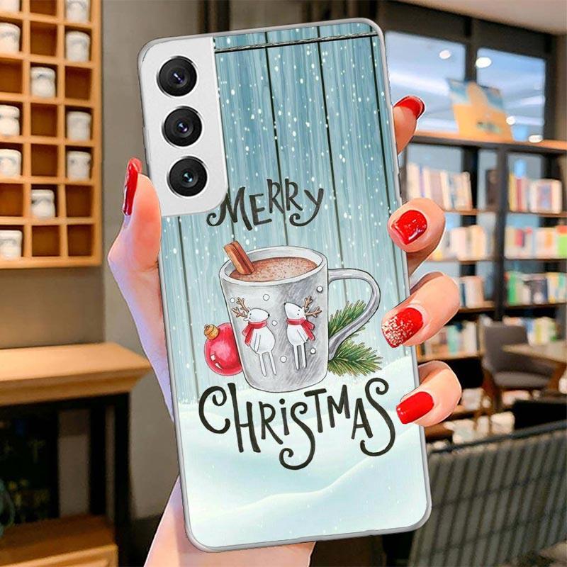 Winter Coffee Christmas Cover Phone Case For Samsung Galaxy S26 S25 Edge S24 Ultra S23 S22 Plus S21 S20 FE Soft Fundas Shell Gal