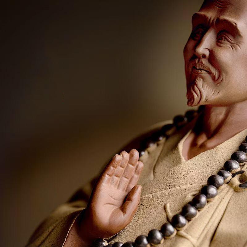 Ceramics Buddhist Figures Sculptures Statue Chinese Buddhist Monk Home Living Room Office Wealth Luck Feng Shui Decoraccessories