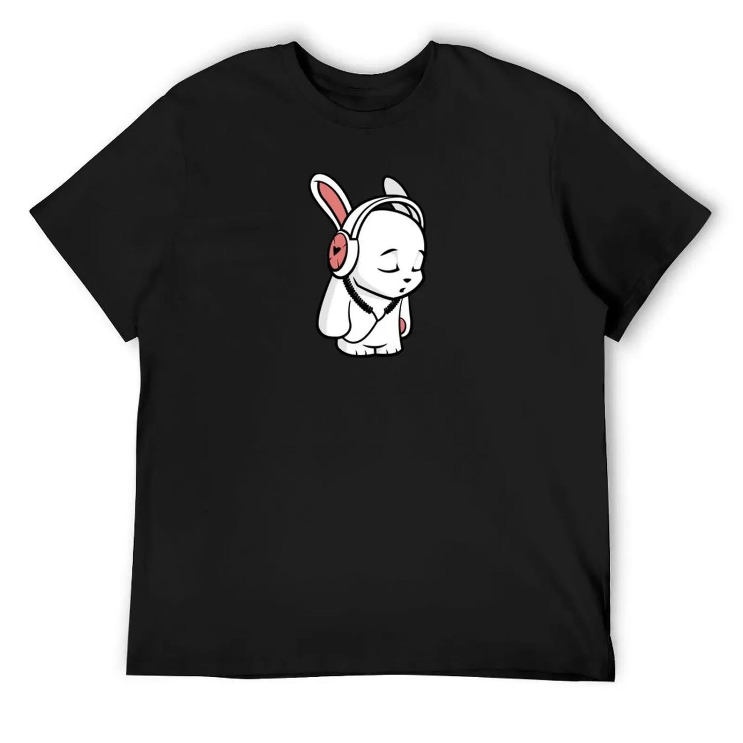 

Love Music Cartoon Bunny with headphones T-Shirt fashion shirts man clothes T-shirts man outfits for men XXXXXL