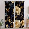 2pc Vintage peony butterfly pattern curtains, polyester fabric machine washable, suitable for bedroom and living room decoration