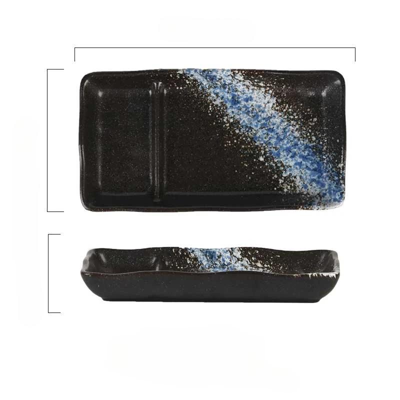 Ceramic Partition Plate Creative Household Use Vinegar Plate Double Plate Cake Sushi Dessert Snack Cold Dish