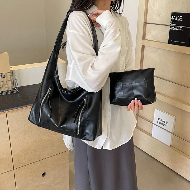 Elegant large capacity women's bag  simple shoulder bag  Korean transport bag  new