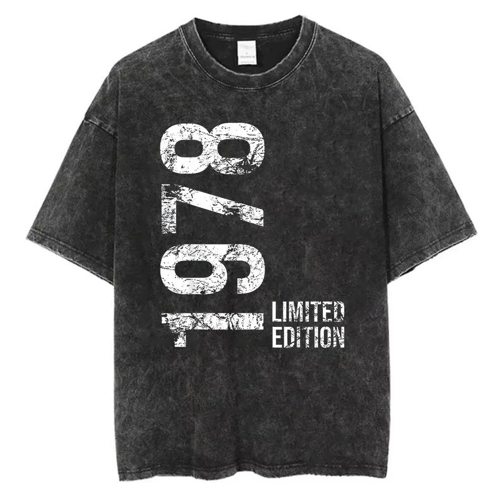 

Limited Edition Cotton TShirt Washed Cotton Graphic Men Vintage Acid Wash Retro Streetwear Trendy Loose Short Sleeve 2XL