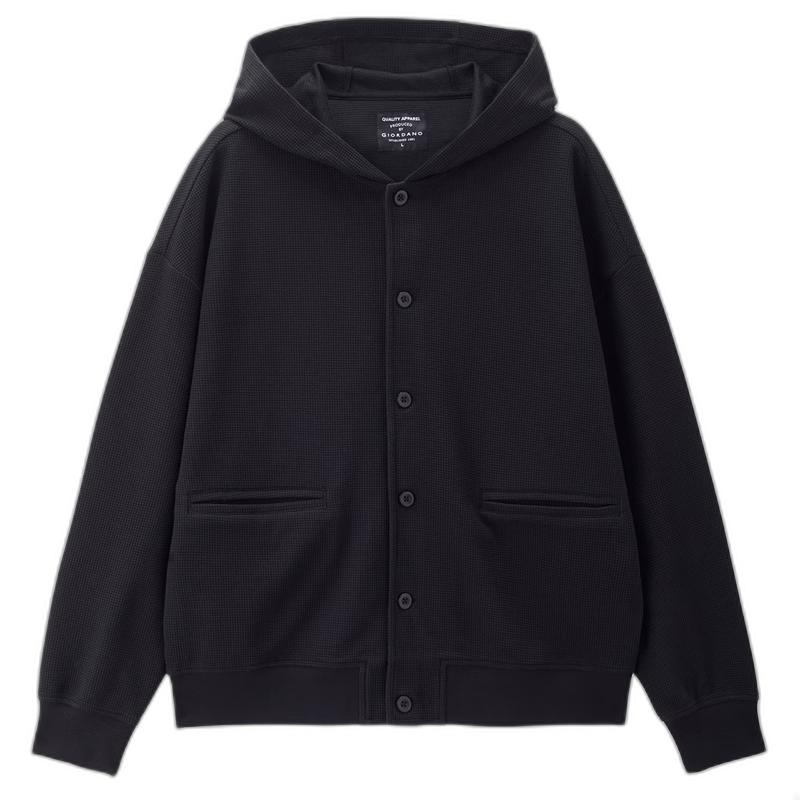 Giordano Men s Loose Fit Textured Waffle Hooded Sweatshirt with Pocket L