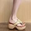 Fashion Platform Cross Strappy Slippers Wood Hole Comfotable Fashion Summer Round Toe Daily Outside Shoes For Women Height Increasing