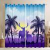 Tropical Coconut Tree Curtain Hawaii Landscape Printed Blackout Curtains Kitchen Living Room Bedroom Windows Drapes 2 Panel Set