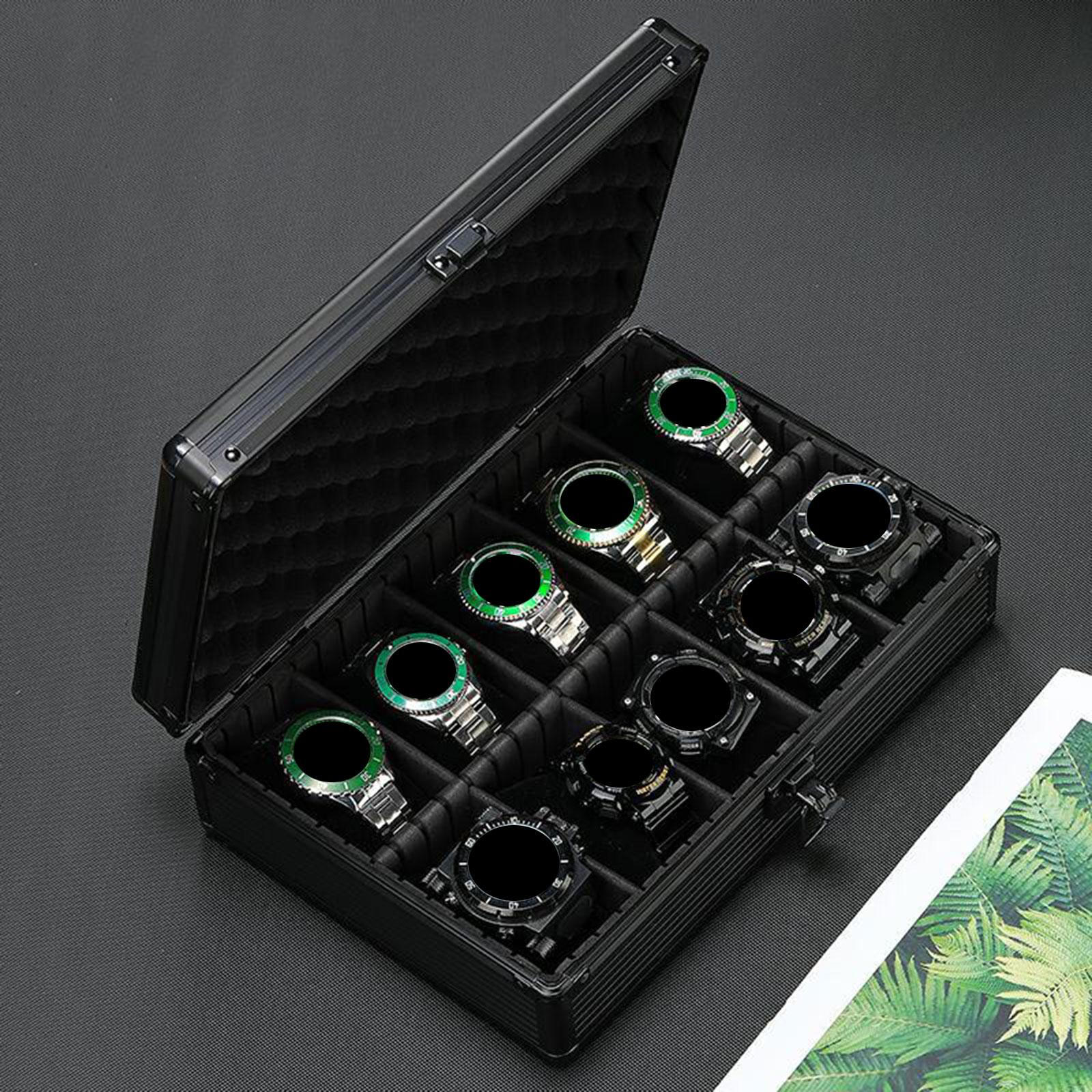 

Коробка для часов из алюминиевого сплава, витрина, органайзер для хранения ювелирных изделий, черный 10 Slot