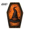 Black Cat Home Accents Vintage Halloween Wooden Table Decoration, Rustic Ghost Skeleton Pumpkin Retro Holiday Tabletop Signs Desktop Block Sign