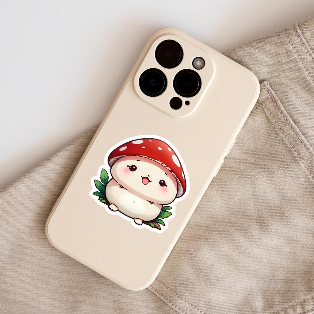 50 Adesivi Kawaii a Fungo Disegnati a Mano Adesivi Carini a Fumetti di Funghi Tazza d'Acqua Valigia Adesivi Decorativi Impermeabili