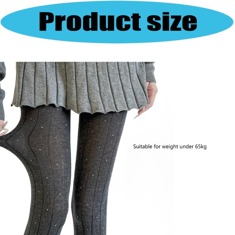 Women's High Waist Thermal Winter Fall Opaque Tights Dots Pattern Elastic Waistband Soft Cotton Ribbed Fabric Pantyhose