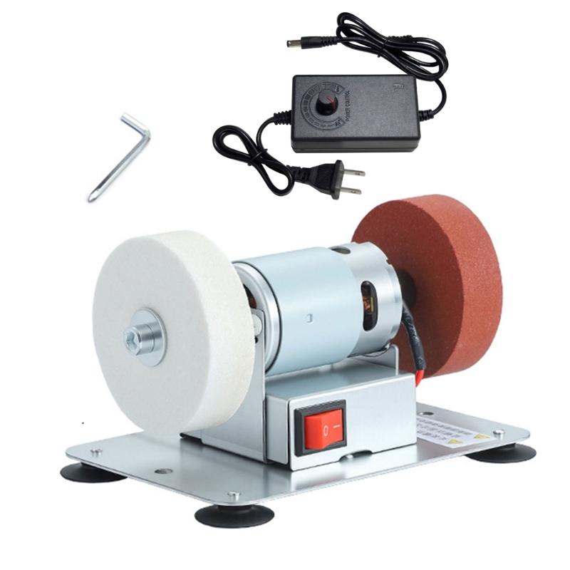 Efficient Plastic Base Desktop Grinder Featuring 150W Motor And Double Wheels For Home Workshop Use Stable Operation