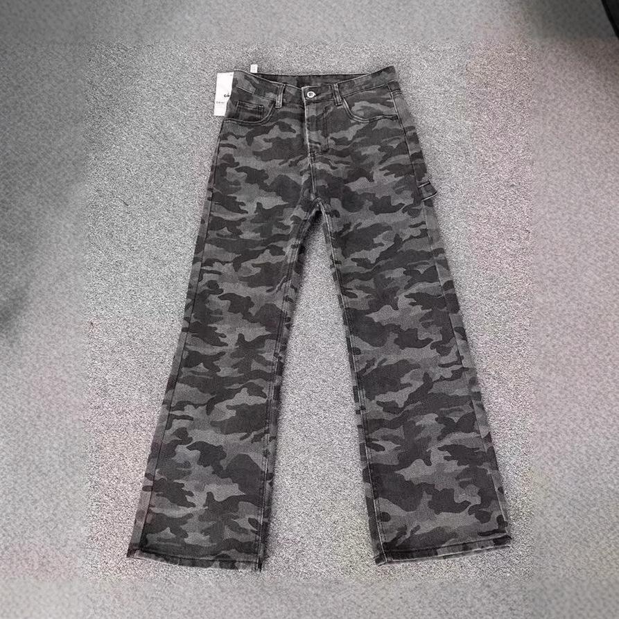 Amerikanische Streetwear-Werkzeug-Wide-Leg-Camouflage-Jeans Herren und Damen fließend Frühling Retro High-Waist locker und dünn gerade geschnittene Hose