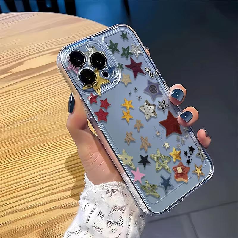 Ins Korean Creative Star Phone Case for Samsung Galaxy A73 A72 A56 A55 A35 A25 A15 5G A24 A23 A22 A32 A52S A71 A72 A51 4G Cover