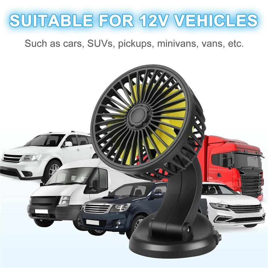 360 Degree Rotatable 12V Universal Car Interior Cooling Fan w/Cigarette Lighter