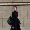 New French Style Temperament Women's High-Grade Black Dress Hepburn Style Gray Turtleneck Dress for Women