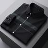 New in Shirts Luxury Long Sleeve Shirts for Men Slim Fit Casual Tops Elegant Anti-Wrinkle Elastic Soft Nylon Plaid Clothes