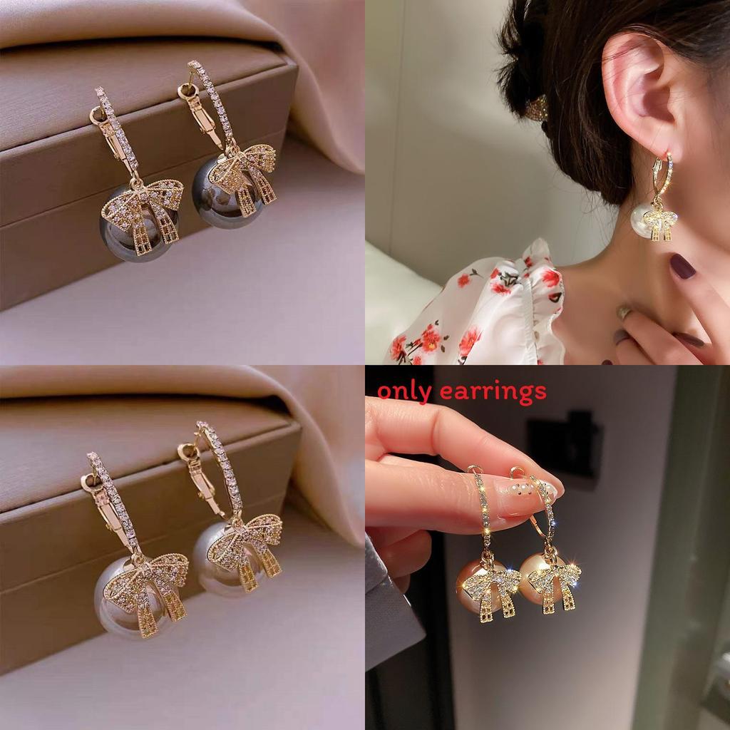 Korean Girl Butterfly Pearl Earrings With Alloy Material For Women Fashion Accessories