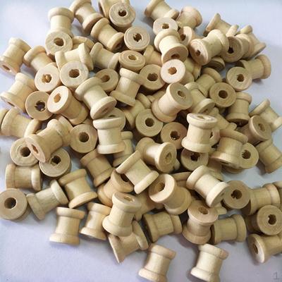 100 Stück leere Mini-Spulen aus farbigem Holz für Garn, Schnüre, Bänder, Drähte, Borten, 14 mm x 12 mm