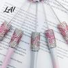 Fun Office Supplies Diamond Beadable Pens Bling Rhinestone Beaded DIY Plastic Bead Pen Crystal Gift for Women Shaft Black Ink Ballpoint Pens