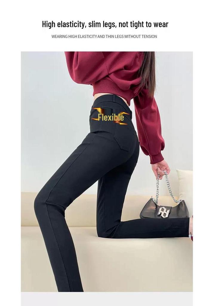 Hohe schwarze Leggings mit Fleece-Futter: Eng anliegender Bleistiftstil für Damen für Frühling & Sommer 2026