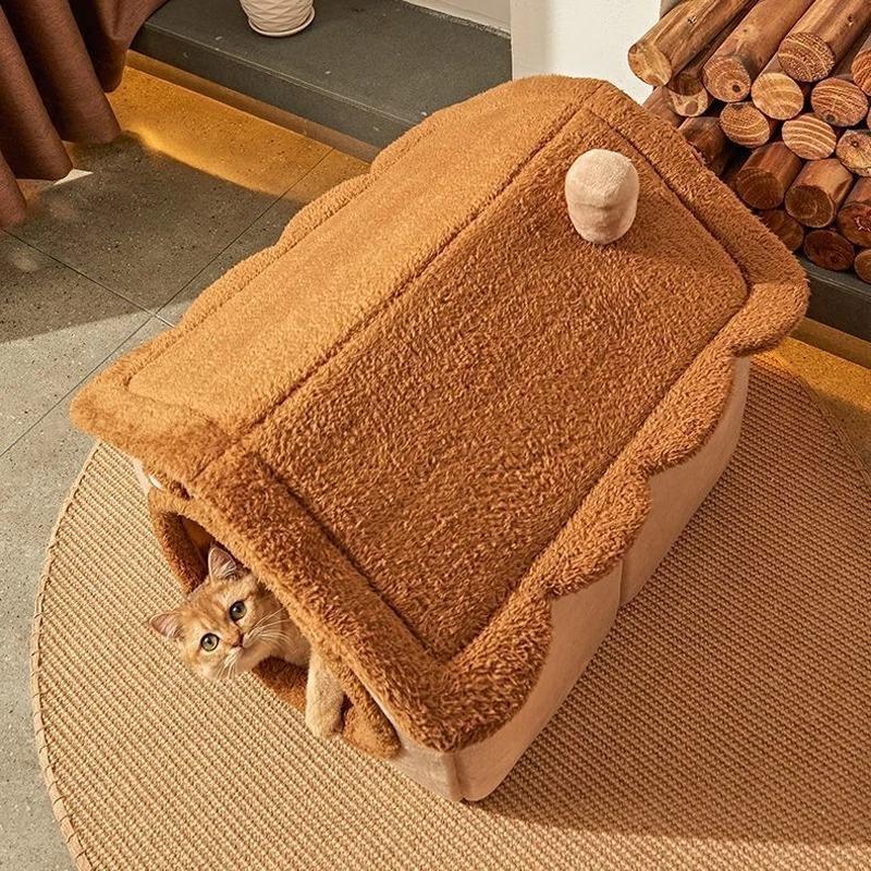 Fashionable Semi-Enclosed Sleeping Comfortable Cat Bed Pet Tent Comfortable Cave Nest Suitable for Small Dogs Teddy Cat Kennel