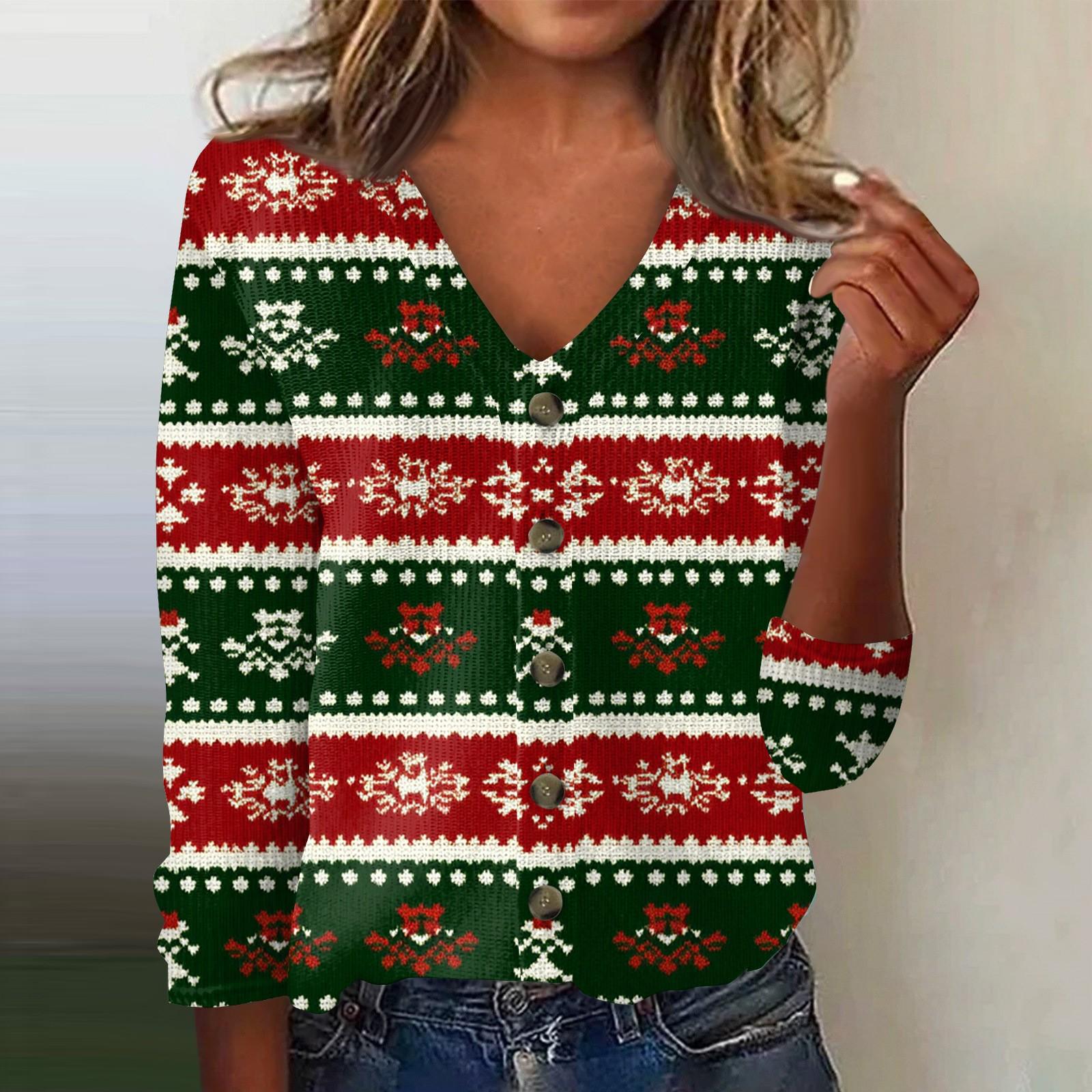 

Женская модная принтованная длинная рукава вязаный кардиган куртка на пуговицах XXXXL