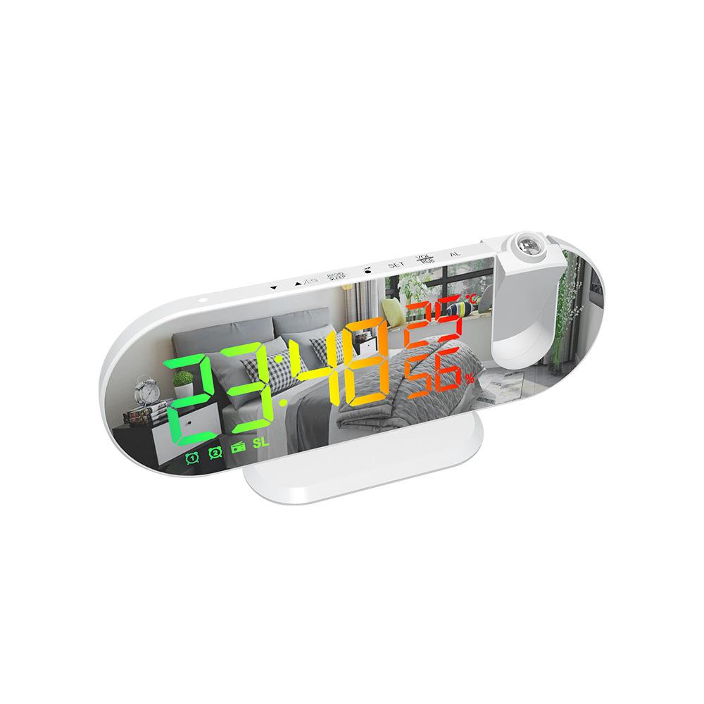 Multifunctional RGB Radio Projection Clock Creative LED Alarm Clock Temperature and Humidity Digital Projection Clock Mirror Electronic Clock