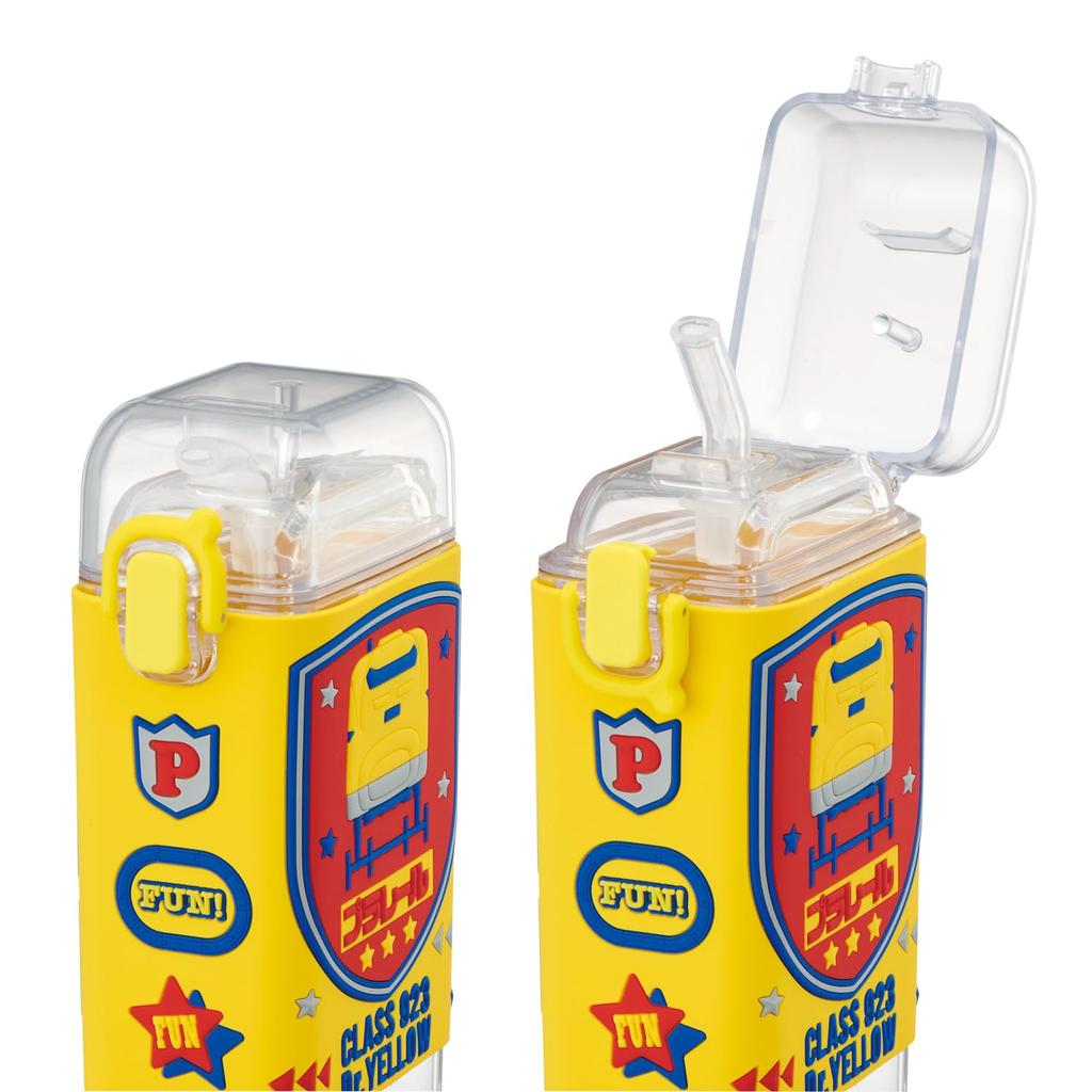 Skater Square Straw Bottle Water Bottle M 450ml One-Push Opening with Cover and Shoulder Strap Plarail Doctor Yellow Boys PSQ5ST-A