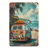 Pc Vintage Van Metall Wandkunst xcm Retro Floral Meeresmotiv Dekor für Zuhause Büro Fitnessstudio Café Garage Langlebig M