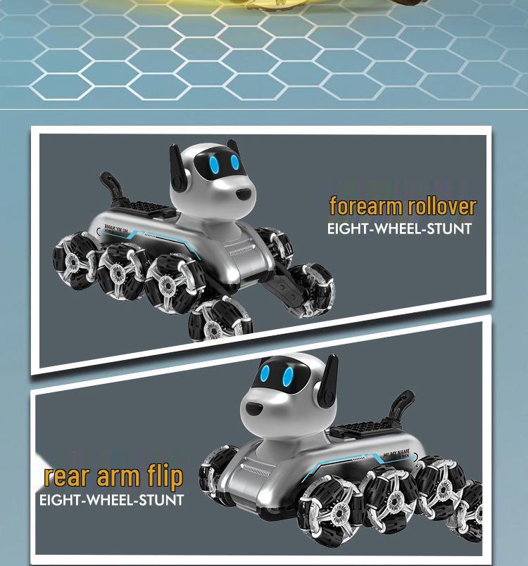 Eight-Wheel Stunt Robot Dog: Gesture-Sensing Remote Control Toy for Kids