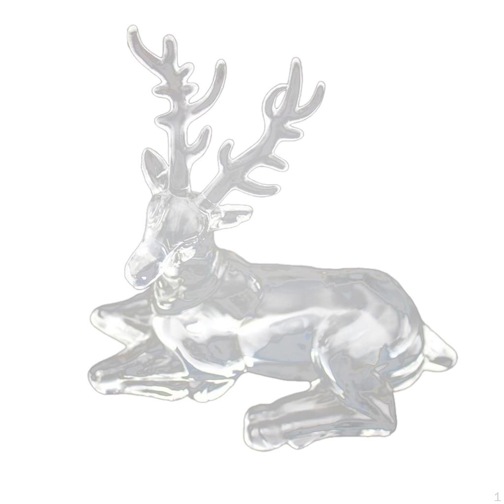 Christmas Deer Statue Clear Acrylic Elk Figurine Creative Design Art Crafts Reindeer Sculpture