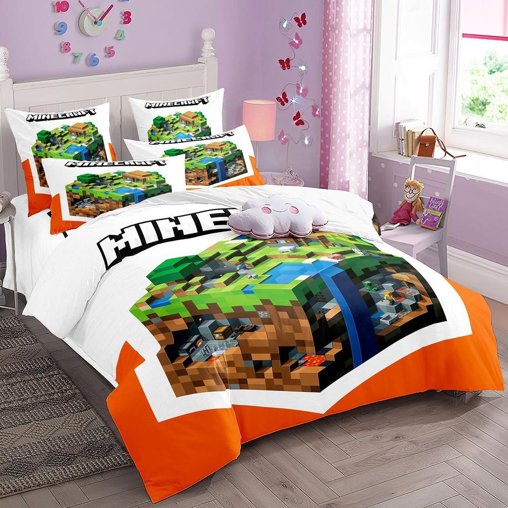 Anime Bedding Set My World Duvet Cover My World Monster Hunters Quilt cover Pillowcases Bedclothes Children's Kids Adult