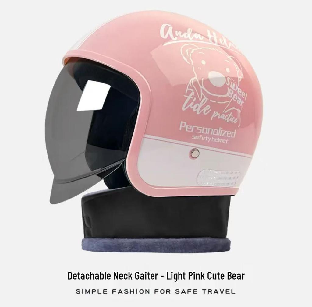 3C Certified AD Electric Motorcycle Helmet, All-Season Half Helmet for Men and Women, Winter-Proof for Scooter Commuting