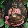 Vintage Metal Wall Art Round Snake Crown Bar Decor Sign
