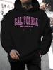 Unisex New Stylish California Letter Print Casual Sweatshirt, Fashionable Drawstring Hoodie for Autumn And Winter, Comfortable And Versatile Long-Slee