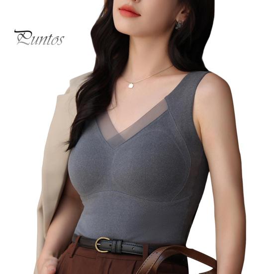 

Graphene DE Velvet Утепленный жилет Эластичная ткань V-образный вырез Дизайн 3D Бесшовные чашки Теплый внутренний слой Нижняя часть Верхняя одежда Осень-Зима XXL серый