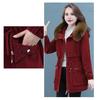 Winter Women Cotton Jacket with Furry Hood with Double Pockets Drawstring Waist Mid Length Zipper Closure Coat Solid Color Windproof Outwear Parka