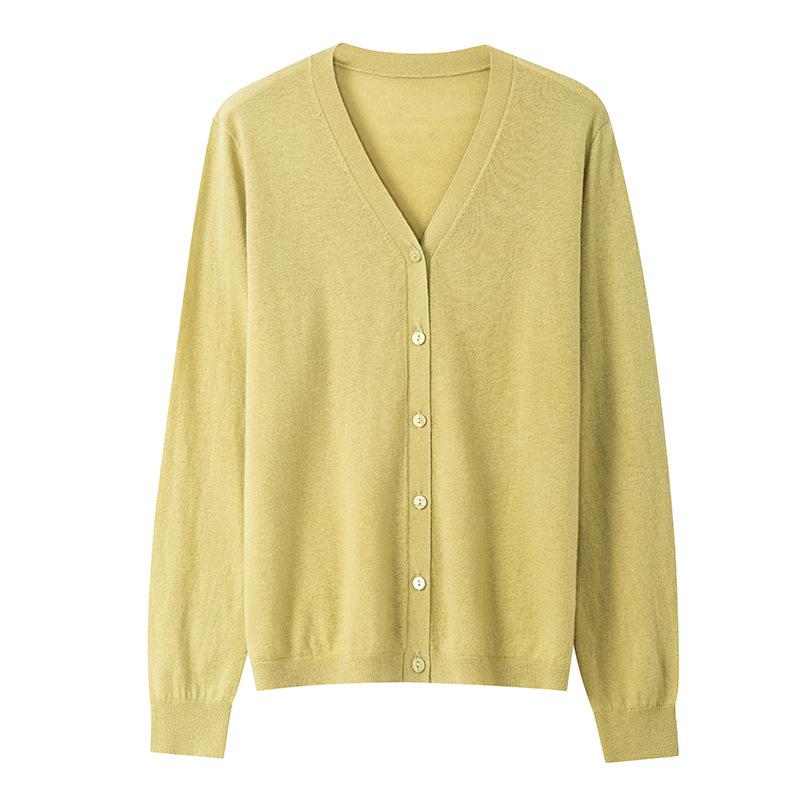 Autumn New 0 Wool Cardigan Women's Blouse Collar with Casual Long-sleeved Knitted Sweater Jacket Thin Top