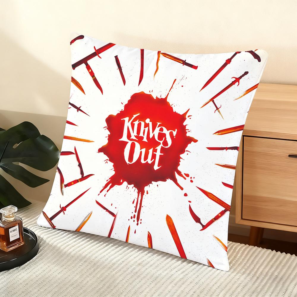 Kissenhülle seidiger kurzer Plüsch für Sofakissen zu Hause - Verdeckter Reißverschluss Heimdekoration Knives Out Film